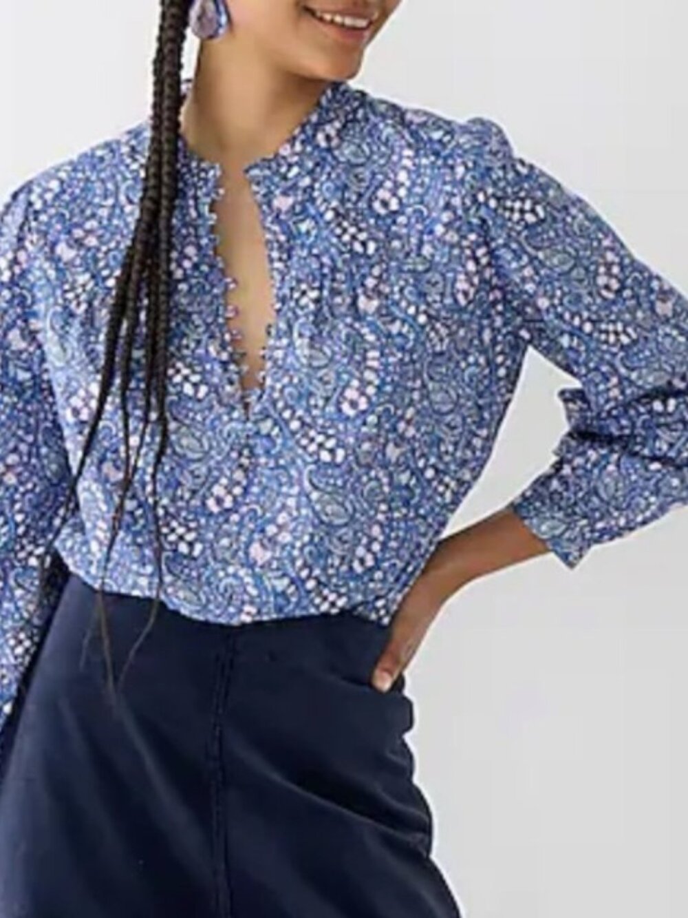 JCREW Button-front ruffleneck popover in Liberty® Bourton Bloom fabric Small
